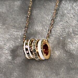 Park Lane Gold and White Multi-Ring Pendant Necklace